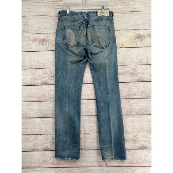 Loomstate‎ Organic Cotton Distressed Selvedge Straight Leg Jeans Men's 31 Blue - Picture 2 of 16